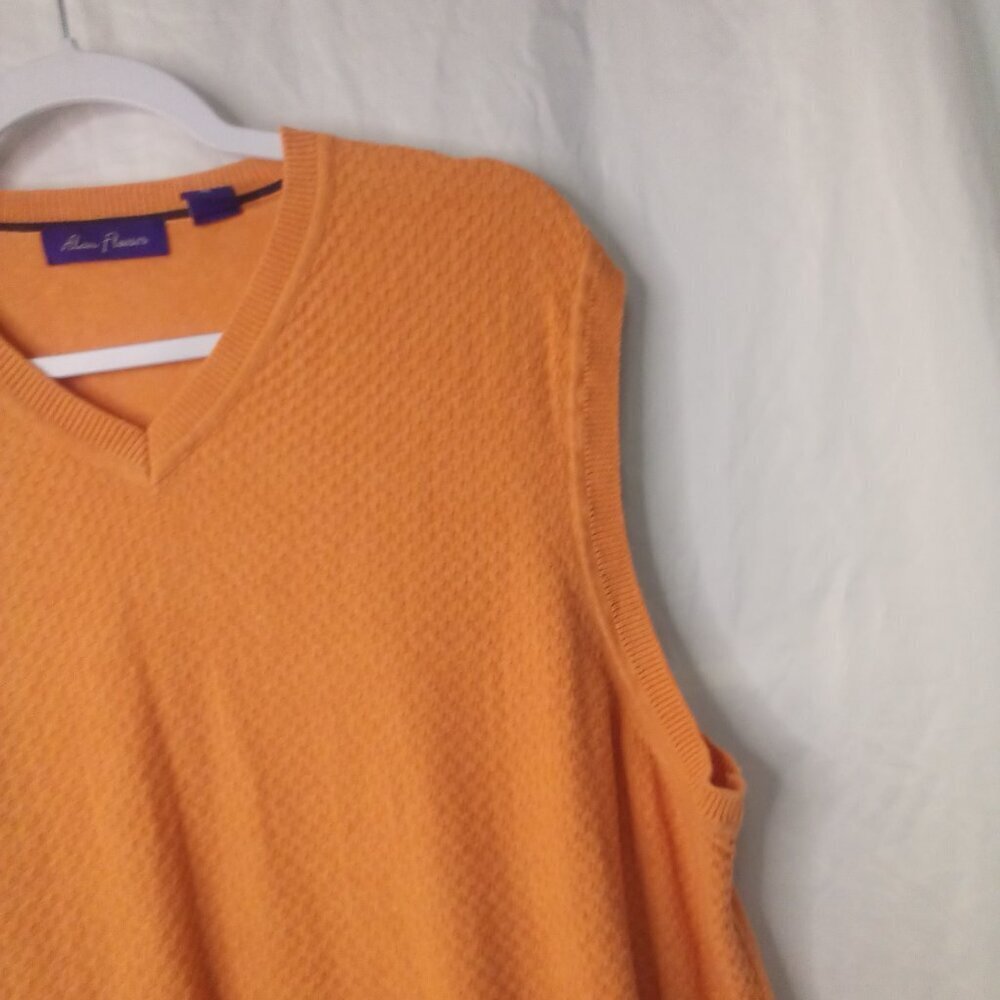 Alan Flusser Sweater Vest Men XL Sleeveless Golf Textured Orange - Picture 4 of 12